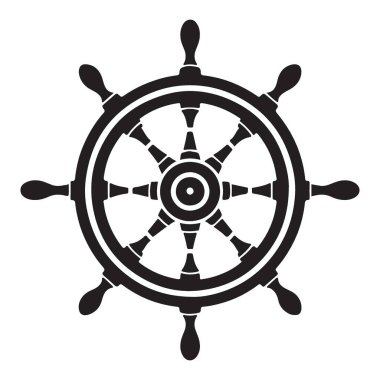 Denizcilik Teması Tasarımları için Gemi Direksiyon Silueti Çizimi