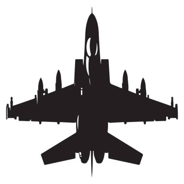 Güçlü Askeri Jet Savaşçısı Uçak Siluet Vektör Çizim Sanatı