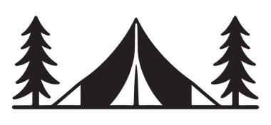 Kamp Çadırı ve Çam Ağaçları Açık Hava Macerası için Vektör İllüstrasyonu