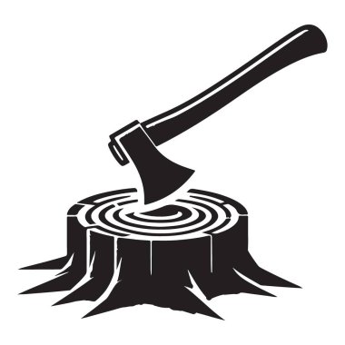 Ağaç Direği Vektör Resimli Silüet Resim Tasarımı Baltası