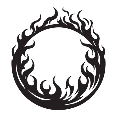 Ateş Çemberi Yanan Alevler Çemberi Siluet Vektörü Grafiksel