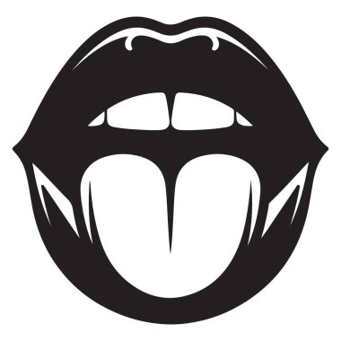 Vampir Dudakları ve Dili İzole Edilmiş Vampir Silueti