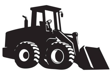 Ön Uç Yükleyici Ağır Makineler Çiziminin Vektör Silueti