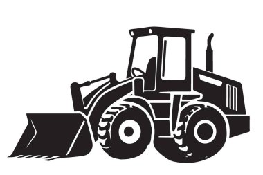 Siluet Vektör Yükleyici Ağır Makineler Ön Görünümü