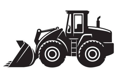 Buldozer Silueti Vektör Yapılandırma Ağır Makineler Çizimi