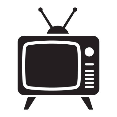 Vintage Television Siluet Vector Nostaljik TV Yayın Ortamı Clipart