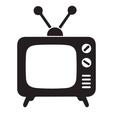 Vintage Media Design için Retro Television Set İllüstrasyon Vektörü