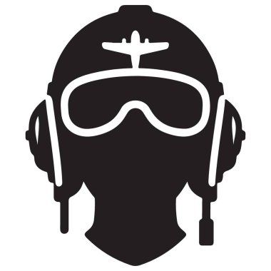 Gözlüklü Pilot Miğferi Havacılık Hevesli Siluet Vektörü