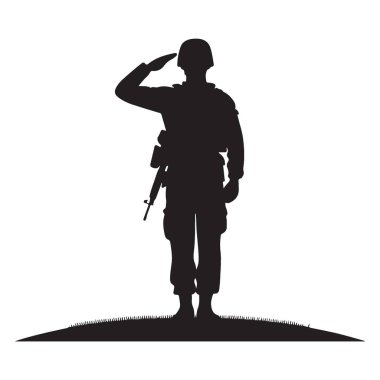 Asker Siluetini Selamla Askeri Saygı ve Vatanseverlik Gösterisi