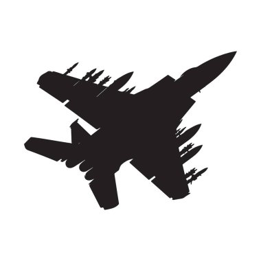 Fighter Jet Siluet Vektör İllüstrasyon Modern Askeri Uçak Tasarımı