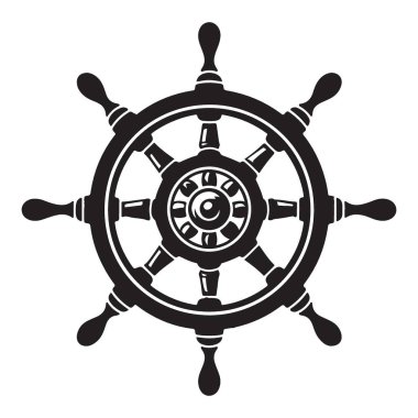 Denizcilik Maceraları için Gemi Direksiyon Silueti Sembolü
