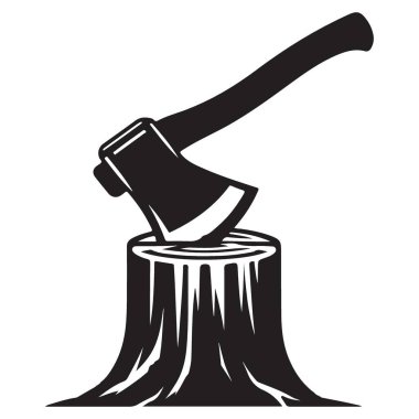 Ağaç kütüğü vektör örneklemesindeki balta ormanların yok olması ve ağaç kesimi