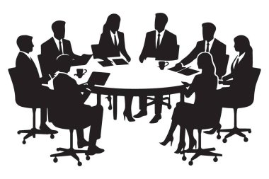 Sunumlar için İş Toplantısı Silüeti Resmetme Vektörü Grafiği