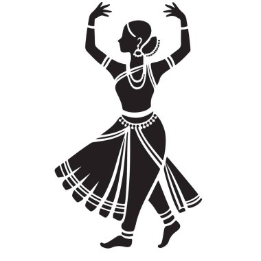 Klasik Bharatanatyam Poz 'da Hint Dansçısının Zarif Silueti