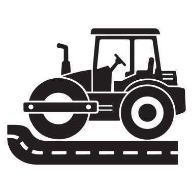 Vector Road Roller Illustration Pürüzsüz Pavement İnşaat ve Altyapı Aracı