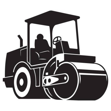 Detaylı Yol Tekerlekli Siluet Vektör Sanatı Ağır İnşaat Ekipmanı Grafikleri