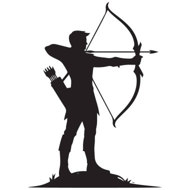 Archer Silueti Vektör İllüstrasyon Spor Etkinliği Sanat Tasarımı Grafiksel Tasarımı