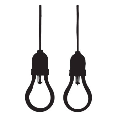 Basit Asılı Ampul Siluet Vektör Çizim Tasarımı