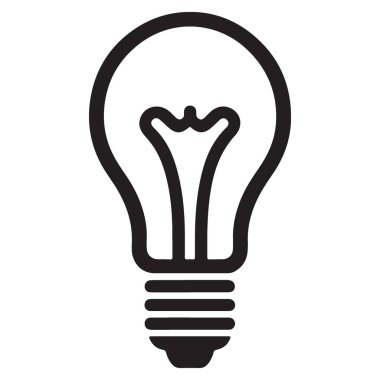Fikirler ve Yenilikler için Basit Ampul Simgesi Vektör Grafiği