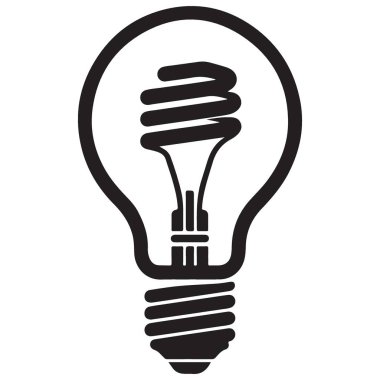 Siyah CFL Ampul Silüeti Çizim Tasarım Vektörü