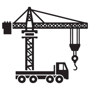 Yapım ve Ağır Taşımacılık için Modern Crane Truck Vector Illustration