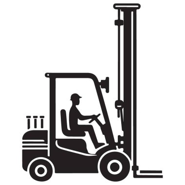 İş Sunumları için Şoförlü Endüstriyel Forklift Kamyonu Silueti