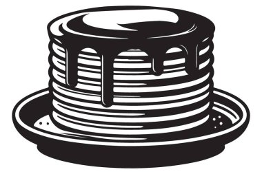 Tabak Vektörü Siluetinde Zengin Şuruplu Gözleme Yığını