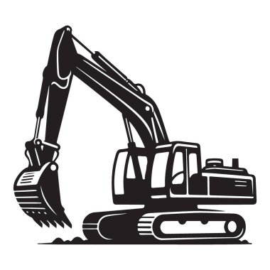 İnşaat Ekipmanı Projeleri için Güçlü Kazıcı Siluet Vektör Grafiği