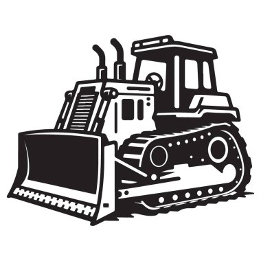 Ayrıntılı Buldozer Silueti Vektör İllüstrasyon İnşaat Tasarımı İçin İdeal