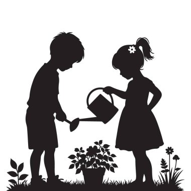 Eğitim Sanatı Projeleri İçin Çocuklar Bahçede Görüntü Çizimi