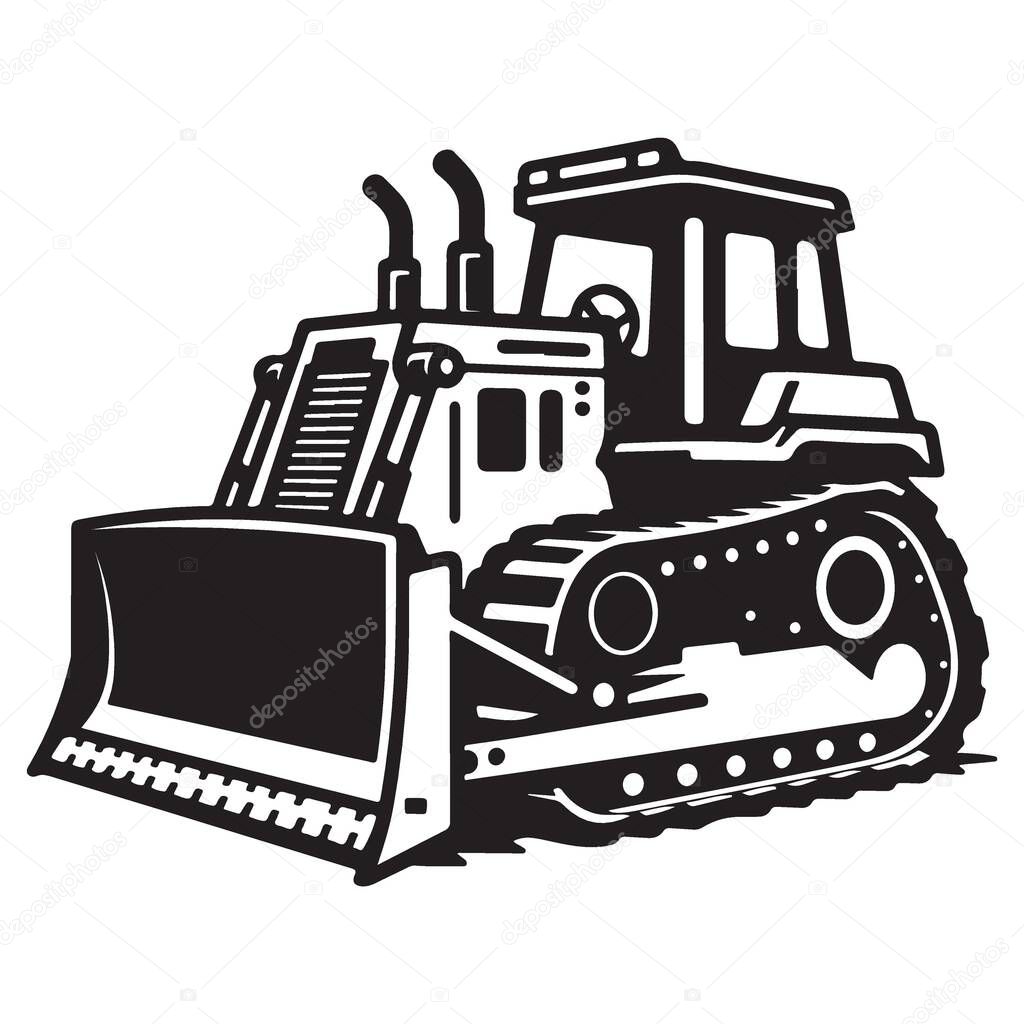 Detailed Bulldozer Silhouette Vector Illustration Ideal for Construction Designs