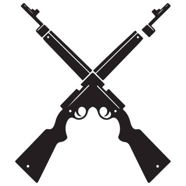Çapraz Tüfek İllüstrasyon Vektör Sanatı Avcılık veya Askeri Temalar