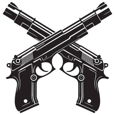 İllüstrasyon İki Çapraz Tabancalar 9mm Tabancalar Güvenlik Koruma ve Emniyet Teşkilatı