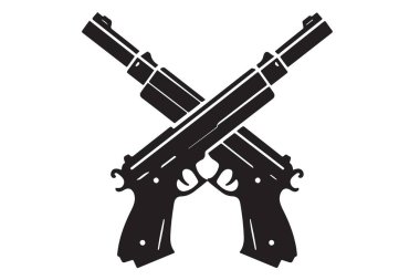 Logo ve Tasarım Projeleri için Çapraz Pistols Grafik Vektör Silueti