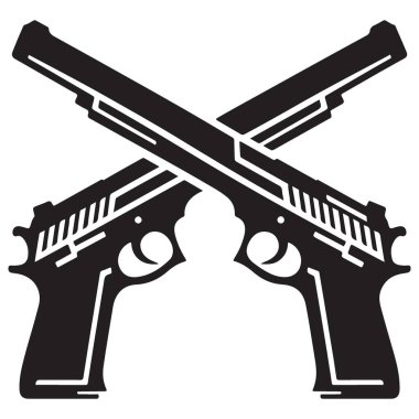 Çapraz Tabancalar Çizimi Siyah Siluet Tasarım İçin Tabancalar