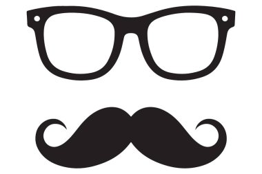 Hippi tasarım elementi için şık bıyık ve gözlük vektörü