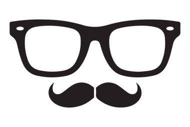Seçkin beyefendi vektör tasarımı için zarif bıyık ve gözlük.