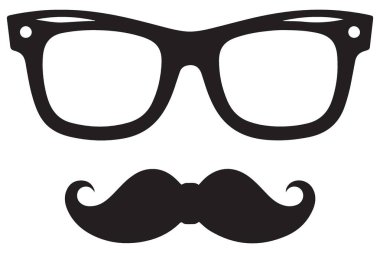 Şekillendirilmiş gözlük ve bıyık vektör çizimi grafik tasarımlar için mükemmel