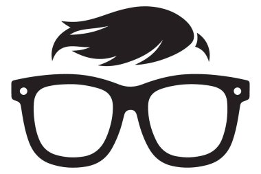 Hippi İnek Siluet Vektör Sanatı Gözlüklü ve Saçlı