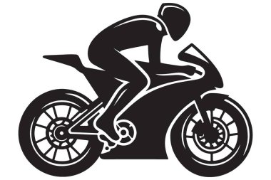 Eylem Spor Tasarımları için Motosiklet Yarışçısı Silüeti Vektör Grafiği