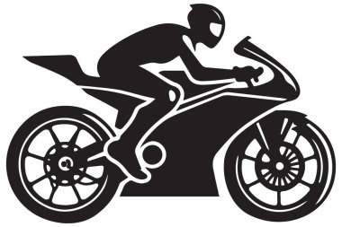 Hız ve Heyecan İçin Motosiklet Sürücüsü Silüet Vektör Sanatı