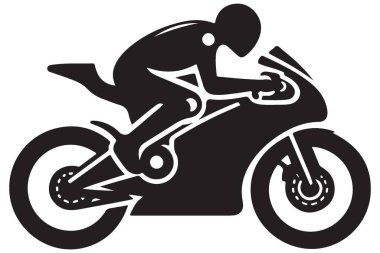 Bir Motosikletlinin Spor Bisiklet Silueti Vektörü İllüstrasyonu