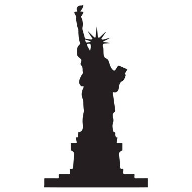 Amerikan Simge Özgürlük Heykeli Siluet Vektör Tasarımı Çizimi