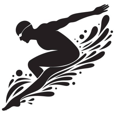 Suda Yüzmenin Eylem Vektörü İllüstrasyonunda Yüzücü