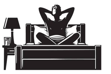 Siluet Adam Bacak Bacağında Otururken Rahatlamış Ruh Halinde