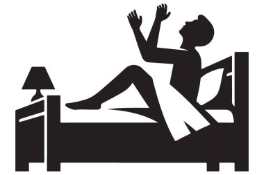 Erkek Silueti Yatakta Dua Ediyor Rahatlık ve Minnet Arıyor