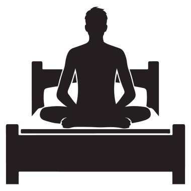 Meditasyon Adamı Silueti Yatakta Huzuru Farkındalıkla Bulma Üzerine