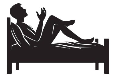 Gecenin geç saatlerinde Yatakta Hayatı Düşünen Adamın Silüeti