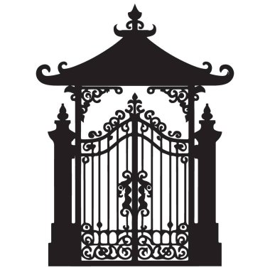 Karmaşık Bahçe Kapısı Vektör Resminin Silueti