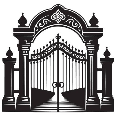 Klasik Mimari Kapı Yapısı Tasarımının Siluet Vektör ResmiName